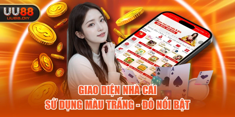 Giao diện nhà cái sử dụng màu trắng - đỏ nổi bật